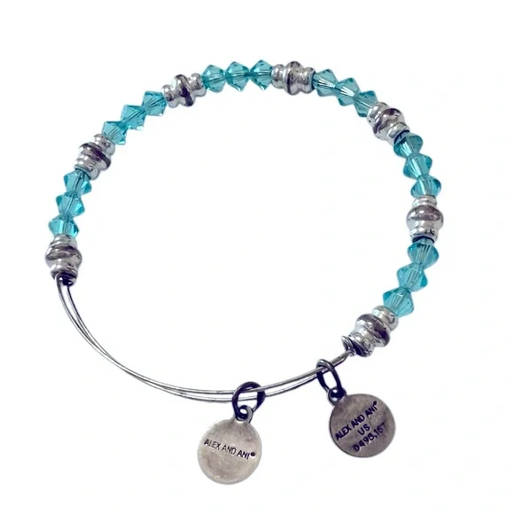 Alex and Ani Bracelet with Blue and Silver Beads - Picture 2 of 3